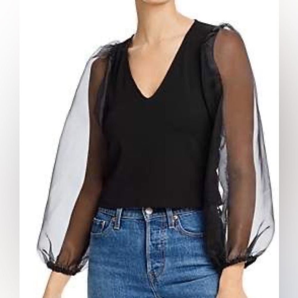 Aqua Sheer Sleeve Blouse